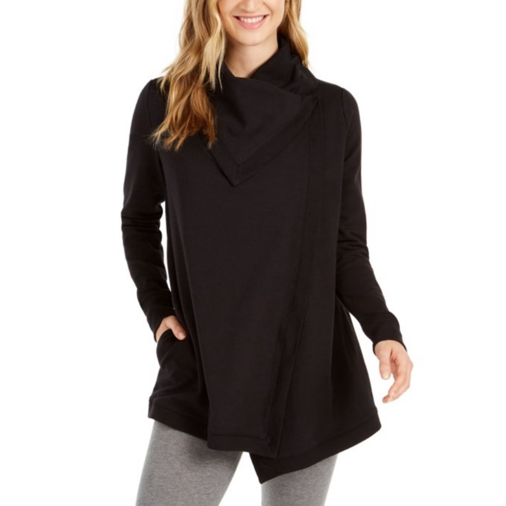 Ideology Womens Snap Long Sleeve Open Cardigan Top Black Size:XS